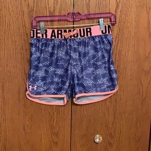 Purple and coral under Armour shorts